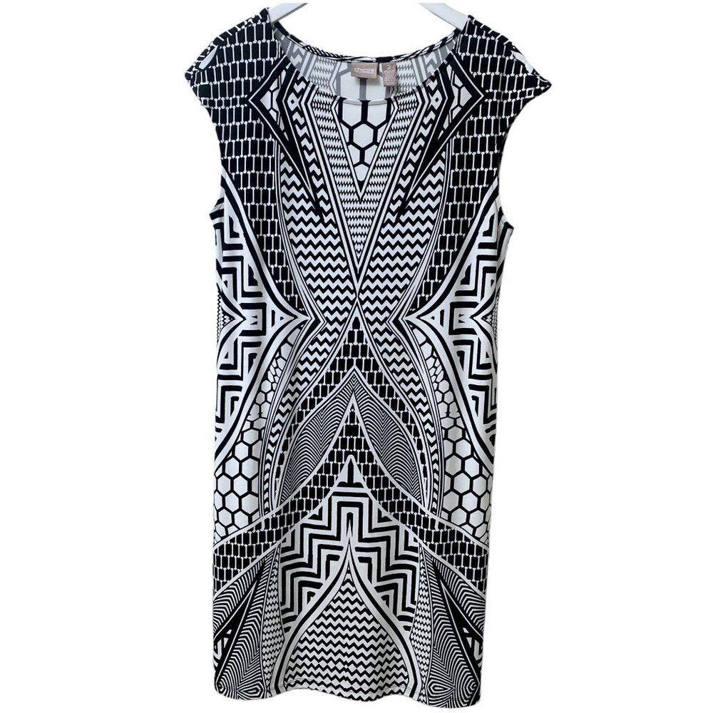 ❤️ Chico's Black and White Geometric Mini Dress